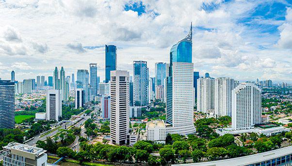 Jakarta skyline viewed across the city